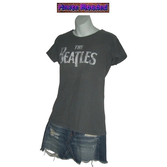 The Beatles Tee Shirt Distressed Crinkle Fatigued Gray McCartney Lennon Starr XL - Picture 3 of 8